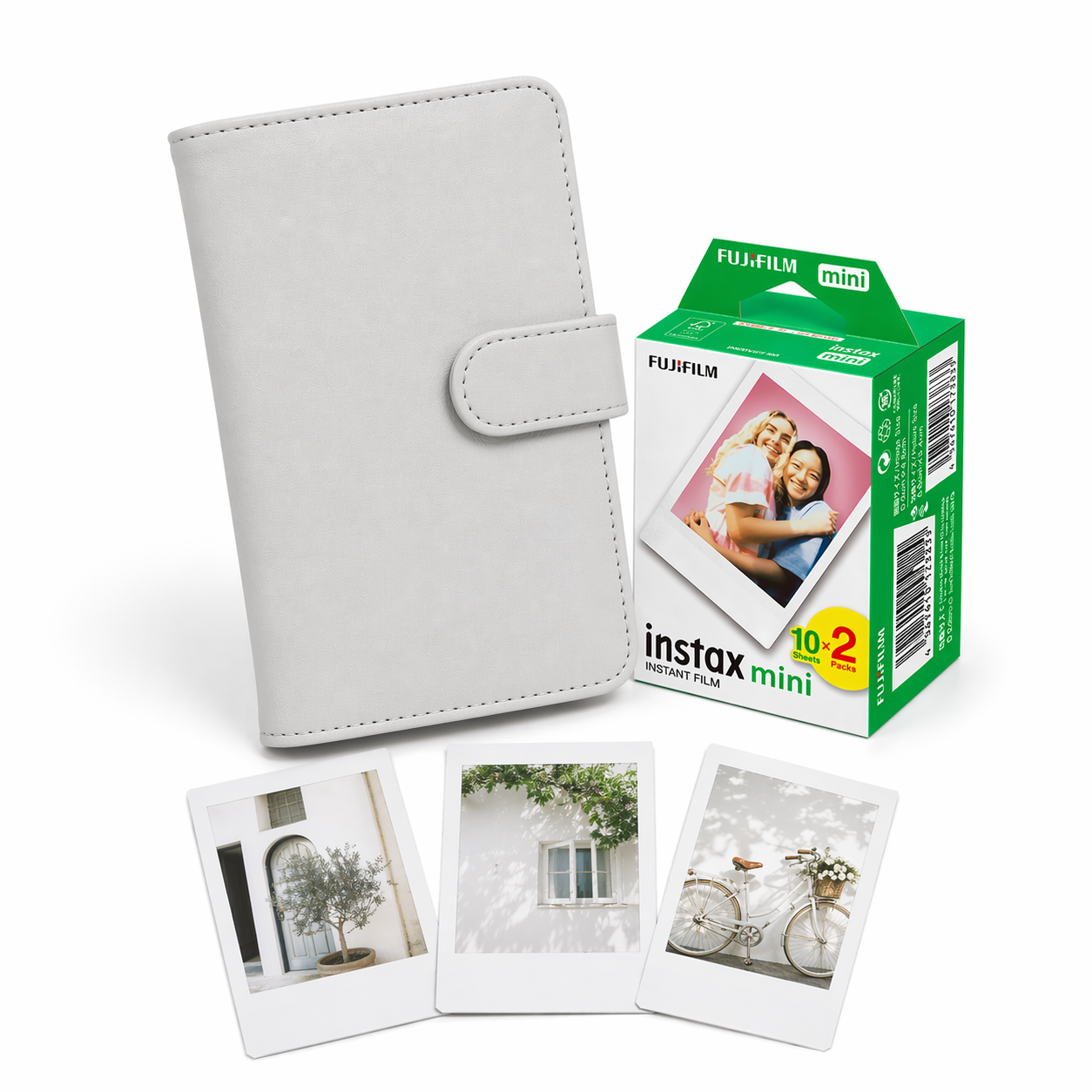 Kit Instax Mini Fujifilm: Películas + Álbum Instax Gris claro liso
