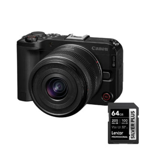 Cámara Mirrorless Canon EOS R50V + Lente 14-30mm + Memoria 64GB SDXC UHS-I V30