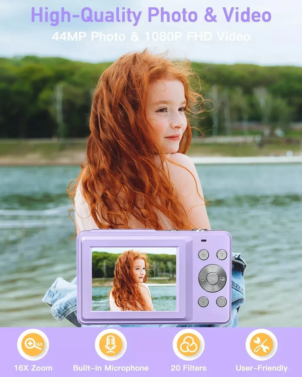 Cámara Digital Portátil blanca 1080p, 44mp, Zoom 16x - Imagen 5