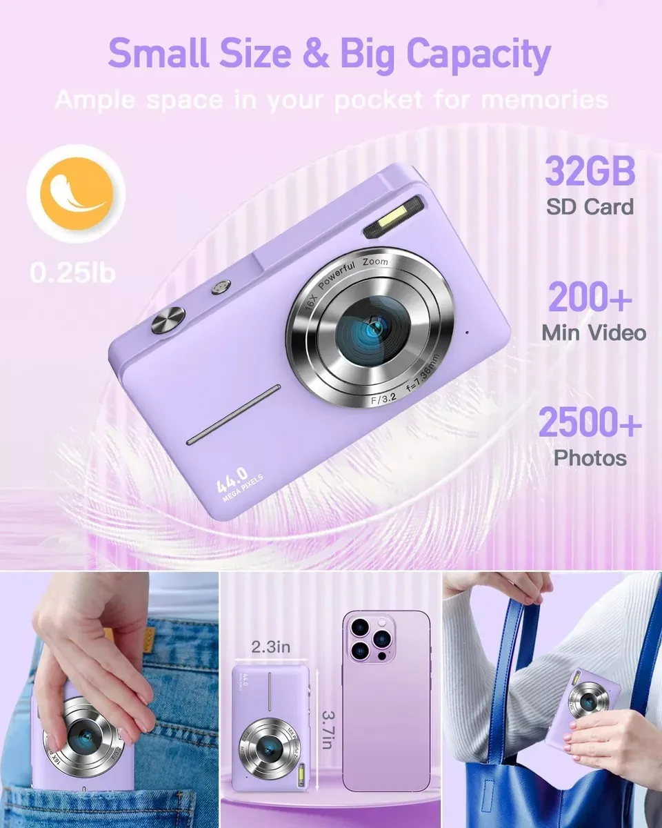 Cámara Digital Portátil blanca 1080p, 44mp, Zoom 16x - Imagen 6