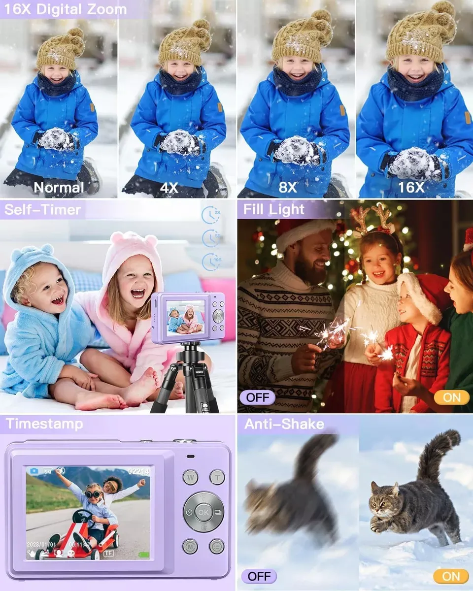 Cámara Digital Portátil blanca 1080p, 44mp, Zoom 16x - Imagen 4