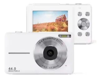 Cámara Digital Portátil blanca 1080p, 44mp, Zoom 16x