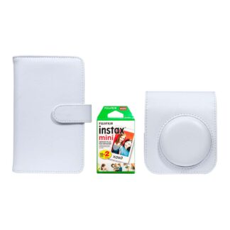 KIT ACCESORIOS INSTAX CLAY WHITE+ PACK PELÍCULAS 2X10
