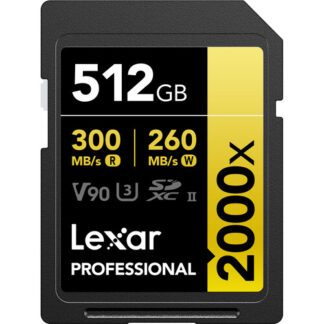 Tarjeta de memoria LEXAR 512GB 2000x SDXC UHS-II 300/260mbs V90 8K