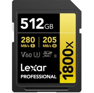 Tarjeta de memoria LEXAR 512 GB 1800X SDXC 10 U3 V60 280/205MB/S
