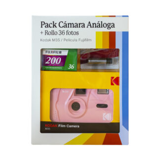 KIT CAM KODAK 35MM PINK+ROLLOS 200 ASAS PILAS AAA