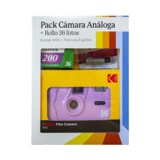 KIT CAM KODAK 35MM PURPLE+ROLLOS 200 ASAS PILAS AAA