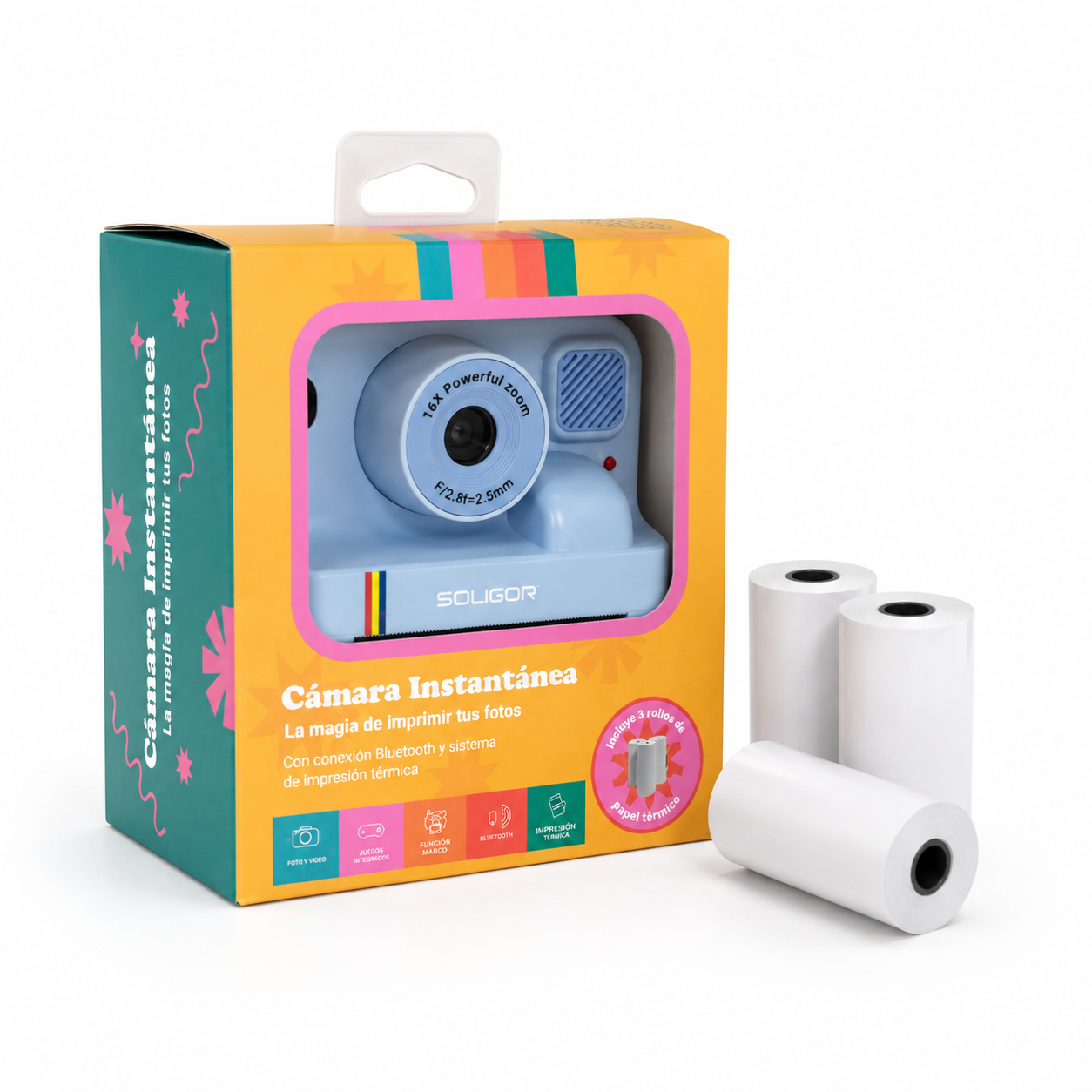 CAMARA INSTANTANEA C/IMPRESORA BLUETOOTH BLUE - Imagen 5