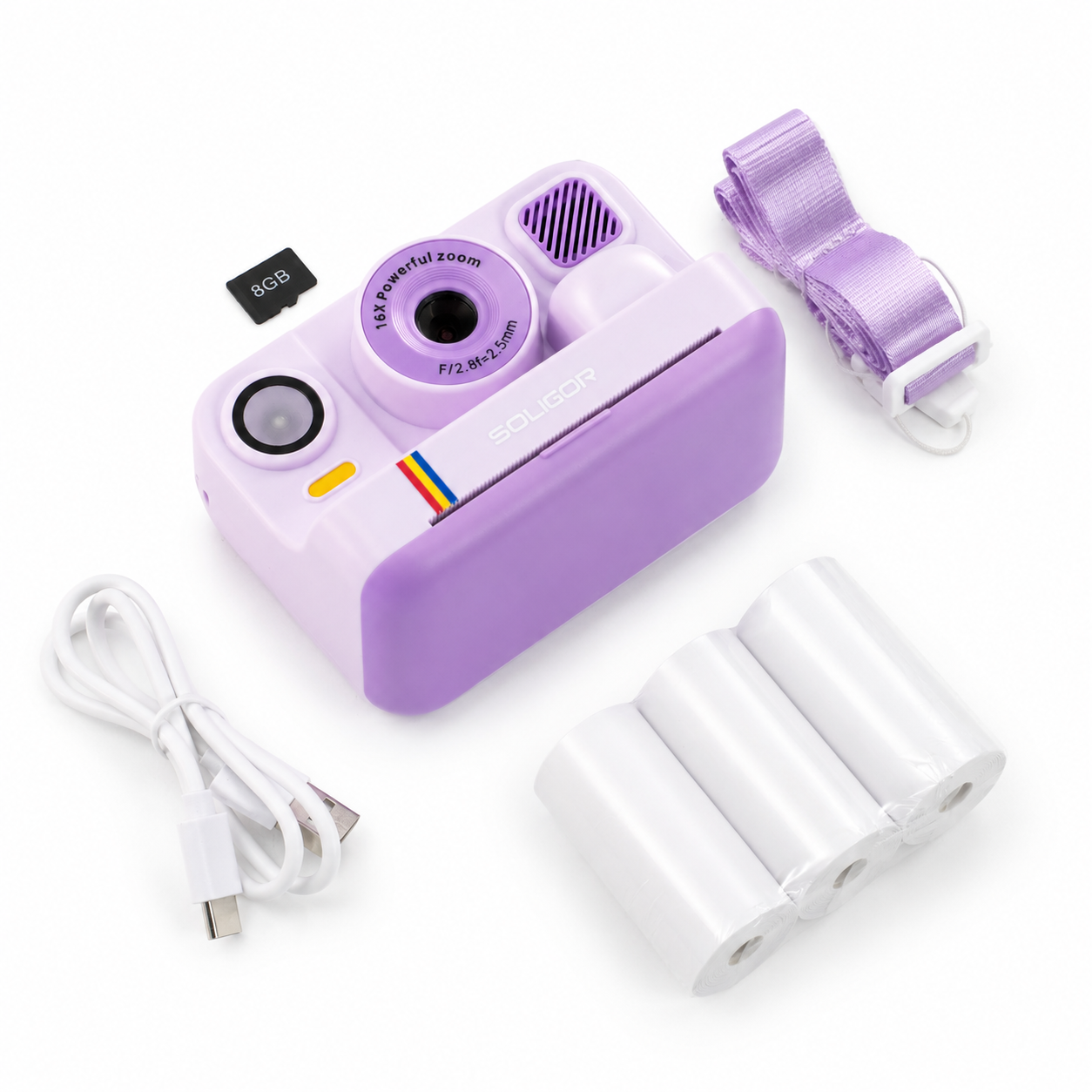 CAMARA INSTANTANEA C/IMPRESORA BLUETOOTH LILA - Imagen 2