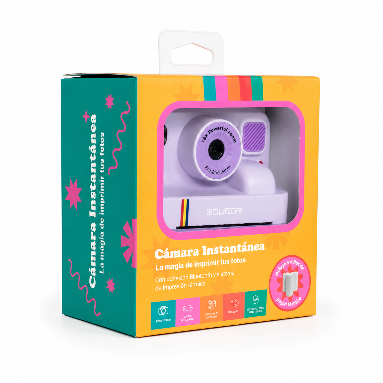 CAMARA INSTANTANEA C/IMPRESORA BLUETOOTH LILA - Imagen 6